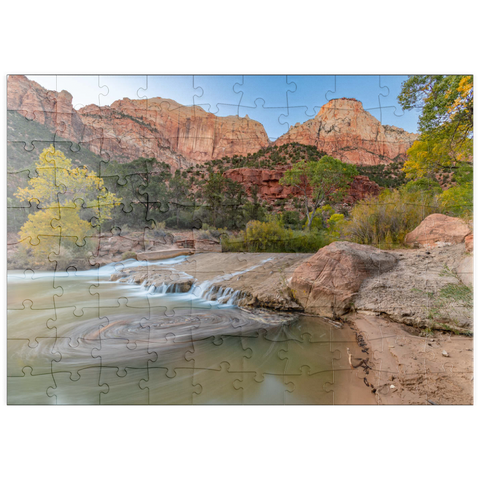 Darstellung des Puzzle Motivs Virgin River-Kaskade im Zion-Nationalpark puzzleplate Virgin River Cascade in Zion National Park 100 Puzzle