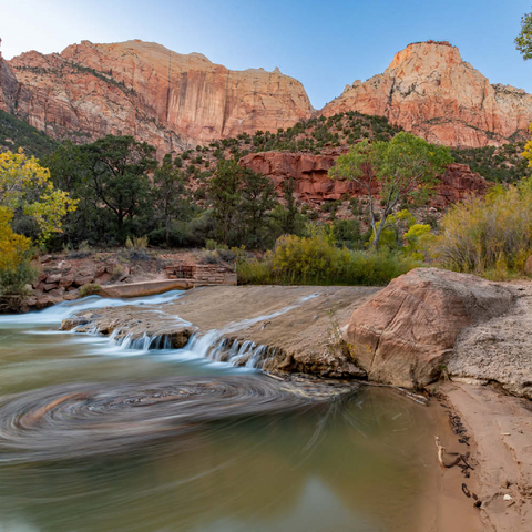 Darstellung des Puzzle Motivs Virgin River-Kaskade im Zion-Nationalpark Virgin River Cascade in Zion National Park 100 Puzzle 3D Modell