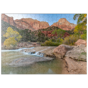 Darstellung des Puzzle-Motivs Virgin River-Kaskade im Zion-Nationalpark – Puzzleteile: 200