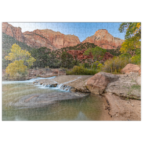 Darstellung des Puzzle-Motivs Virgin River-Kaskade im Zion-Nationalpark – Puzzleteile: 500