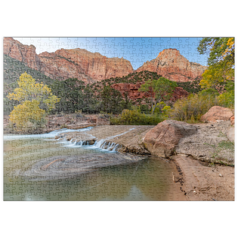 Darstellung des Puzzle Motivs Virgin River-Kaskade im Zion-Nationalpark puzzleplate Virgin River Cascade in Zion National Park 500 Puzzle
