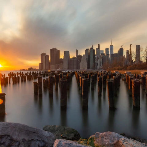 Darstellung des Puzzle Motivs Sonnenuntergang über der Skyline von Manhattan von Brooklyn aus Sunset Over Manhattan Skyline from Brooklyn 200 Puzzle 3D Modell