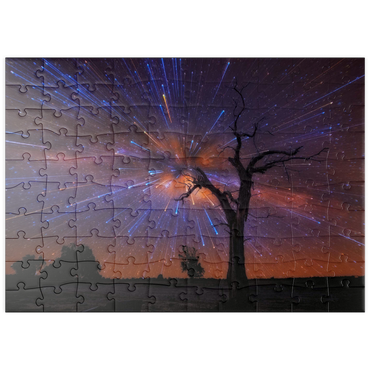 Darstellung des Puzzle Motivs puzzleplate Radiant Starburst Sky over Lone Tree at Night 100 Puzzle