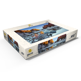 Alternative Darstellung des Puzzle-Motivs Yosemite-Sonnenaufgang im Winter mit schneebedecktem Fluss – Puzzleteile: 1000