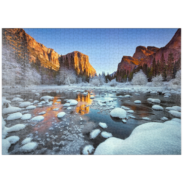 Darstellung des Puzzle Motivs puzzleplate Yosemite Winter Sunrise with Snow-Covered River 1000 Puzzle