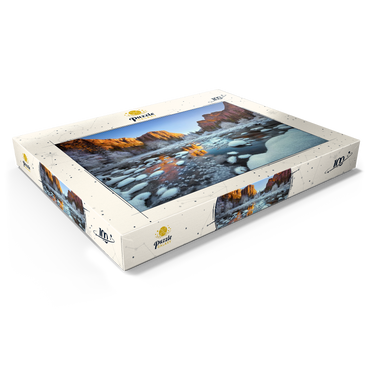 Darstellung des Puzzle Motivs Yosemite Winter Sunrise with Snow-Covered River 100 Puzzle Schachtel Ansicht1