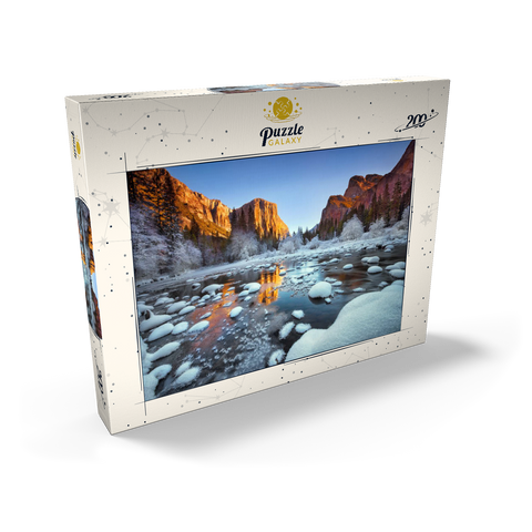Darstellung des Puzzle Motivs Yosemite-Sonnenaufgang im Winter mit schneebedecktem Fluss Yosemite Winter Sunrise with Snow-Covered River 200 Puzzle Schachtel Ansicht2