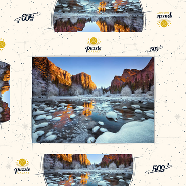 Darstellung des Puzzle Motivs Yosemite Winter Sunrise with Snow-Covered River 500 Puzzle Schachtel 3D Modell