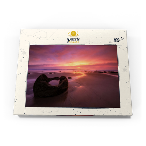 Darstellung des Puzzle Motivs Moeraki-Felsbrocken bei Sonnenaufgang – Die Magie der neuseeländischen Küste Moeraki Boulders at Sunrise – Coastal New Zealand Magic 100 Puzzle Schachtel Ansicht3