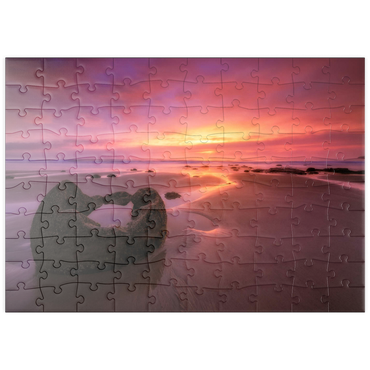 Darstellung des Puzzle Motivs puzzleplate Moeraki Boulders at Sunrise – Coastal New Zealand Magic 100 Puzzle