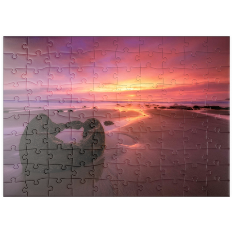 Darstellung des Puzzle Motivs Moeraki-Felsbrocken bei Sonnenaufgang – Die Magie der neuseeländischen Küste puzzleplate Moeraki Boulders at Sunrise – Coastal New Zealand Magic 100 Puzzle