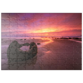 Darstellung des Puzzle Motivs Moeraki-Felsbrocken bei Sonnenaufgang – Die Magie der neuseeländischen Küste - Puzzleteile: 100
