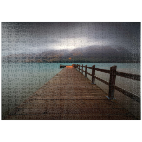 Darstellung des Puzzle Motivs Glenorchy Wharf – Stimmungsvolle Dämmerung über dem Lake Wakatipu puzzleplate Glenorchy Wharf – Moody Twilight over Lake Wakatipu 1000 Puzzle