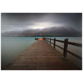 Darstellung des Puzzle Motivs Glenorchy Wharf – Stimmungsvolle Dämmerung über dem Lake Wakatipu - Puzzleteile: 1000