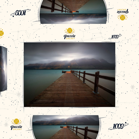 Darstellung des Puzzle Motivs Glenorchy Wharf – Stimmungsvolle Dämmerung über dem Lake Wakatipu Glenorchy Wharf – Moody Twilight over Lake Wakatipu 1000 Puzzle Schachtel 3D Modell
