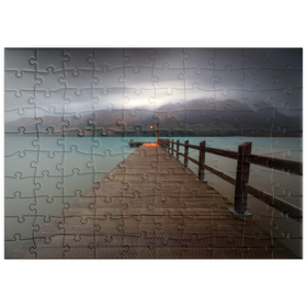 Darstellung des Puzzle Motivs Glenorchy Wharf – Stimmungsvolle Dämmerung über dem Lake Wakatipu - Puzzleteile: 100
