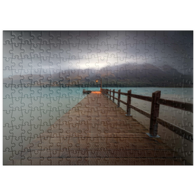 Darstellung des Puzzle Motivs Glenorchy Wharf – Stimmungsvolle Dämmerung über dem Lake Wakatipu - Puzzleteile: 200