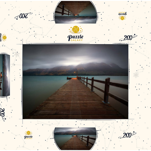 Darstellung des Puzzle Motivs Glenorchy Wharf – Stimmungsvolle Dämmerung über dem Lake Wakatipu Glenorchy Wharf – Moody Twilight over Lake Wakatipu 200 Puzzle Schachtel 3D Modell