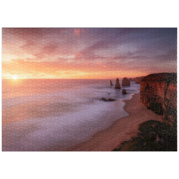 Darstellung des Puzzle Motivs puzzleplate Twelve Apostles – Sunset Glow on Victoria's Coast 1000 Puzzle