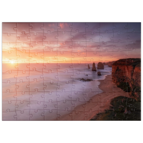 Darstellung des Puzzle Motivs Zwölf Apostel – Sonnenuntergang an der Küste von Victoria puzzleplate Twelve Apostles – Sunset Glow on Victoria's Coast 100 Puzzle
