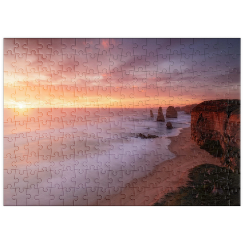 Darstellung des Puzzle Motivs Zwölf Apostel – Sonnenuntergang an der Küste von Victoria puzzleplate Twelve Apostles – Sunset Glow on Victoria's Coast 200 Puzzle