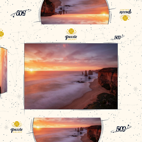Darstellung des Puzzle Motivs Zwölf Apostel – Sonnenuntergang an der Küste von Victoria Twelve Apostles – Sunset Glow on Victoria's Coast 500 Puzzle Schachtel 3D Modell