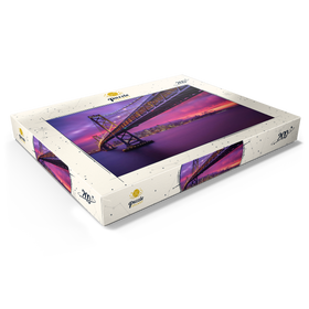 Alternative Darstellung des Puzzle-Motivs San Francisco Bay Bridge bei Sonnenuntergang – Blick auf die Lichter der Stadt – Puzzleteile: 200