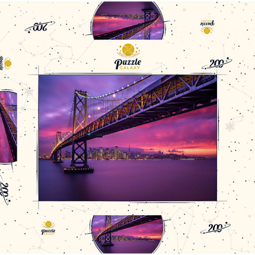 Darstellung des Puzzle Motivs San Francisco Bay Bridge at Sunset – City Lights View 200 Puzzle Schachtel 3D Modell