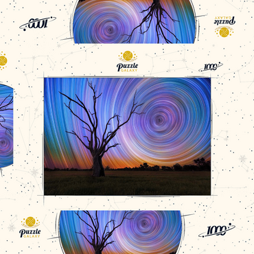 Darstellung des Puzzle Motivs Star Trails Over Lone Tree – Cosmic Night Sky 1000 Puzzle Schachtel 3D Modell