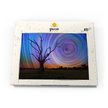 Darstellung des Puzzle Motivs Star Trails Over Lone Tree – Cosmic Night Sky 100 Puzzle Schachtel Ansicht3
