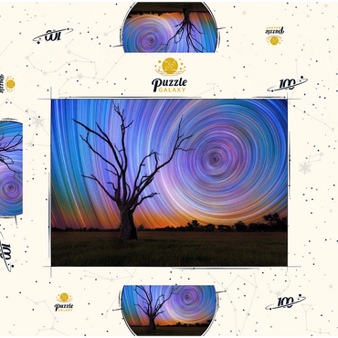 Darstellung des Puzzle Motivs Star Trails Over Lone Tree – Cosmic Night Sky 100 Puzzle Schachtel 3D Modell