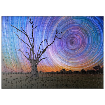 Darstellung des Puzzle Motivs puzzleplate Star Trails Over Lone Tree – Cosmic Night Sky 200 Puzzle