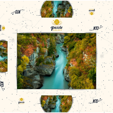 Darstellung des Puzzle Motivs Shotover River Gorge – Autumn in Queenstown 100 Puzzle Schachtel 3D Modell