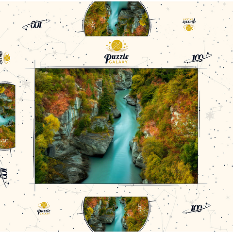 Darstellung des Puzzle Motivs Shotover River Gorge – Herbst in Queenstown Shotover River Gorge – Autumn in Queenstown 100 Puzzle Schachtel 3D Modell