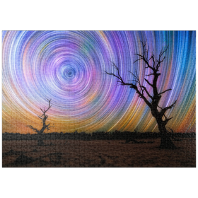 Darstellung des Puzzle-Motivs Outback-Sternspuren – Nachthimmel über der australischen Wildnis – Puzzleteile: 1000