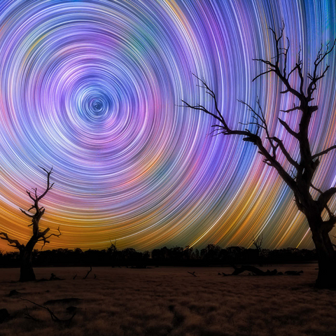 Darstellung des Puzzle Motivs Outback-Sternspuren – Nachthimmel über der australischen Wildnis Outback Star Trails – Night Sky over Australian Wilderness 1000 Puzzle 3D Modell