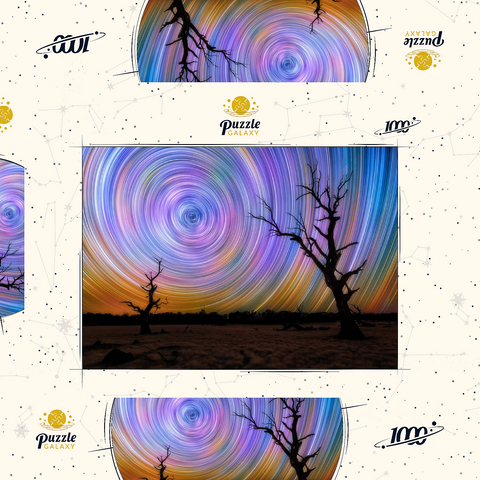 Darstellung des Puzzle Motivs Outback-Sternspuren – Nachthimmel über der australischen Wildnis Outback Star Trails – Night Sky over Australian Wilderness 1000 Puzzle Schachtel 3D Modell