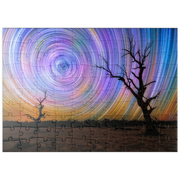 Darstellung des Puzzle Motivs puzzleplate Outback Star Trails – Night Sky over Australian Wilderness 100 Puzzle