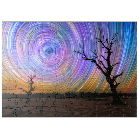 Darstellung des Puzzle Motivs Outback-Sternspuren – Nachthimmel über der australischen Wildnis puzzleplate Outback Star Trails – Night Sky over Australian Wilderness 100 Puzzle