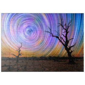 Darstellung des Puzzle Motivs Outback-Sternspuren – Nachthimmel über der australischen Wildnis - Puzzleteile: 100