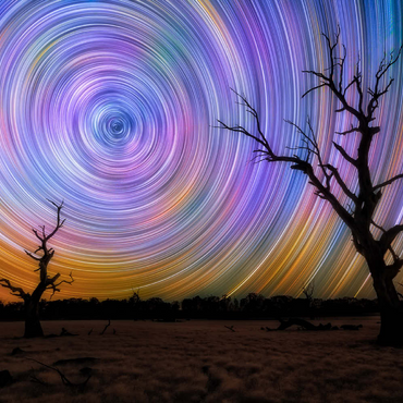 Darstellung des Puzzle Motivs Outback Star Trails – Night Sky over Australian Wilderness 200 Puzzle 3D Modell