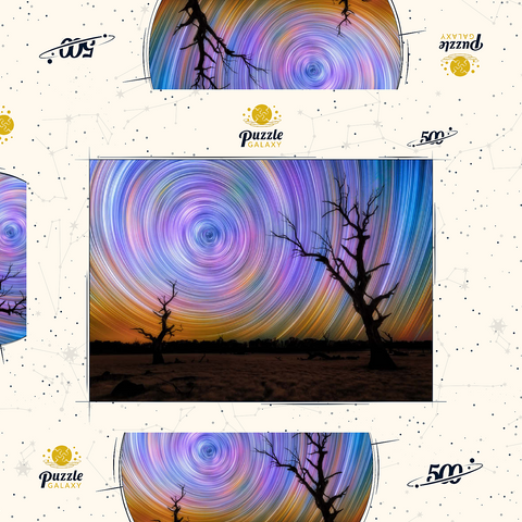 Darstellung des Puzzle Motivs Outback-Sternspuren – Nachthimmel über der australischen Wildnis Outback Star Trails – Night Sky over Australian Wilderness 500 Puzzle Schachtel 3D Modell
