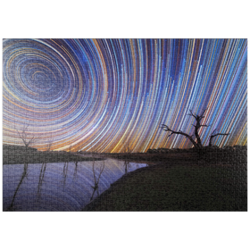 Darstellung des Puzzle Motivs Australische Sternspuren über einer sich spiegelnden Landschaft - Puzzleteile: 1000