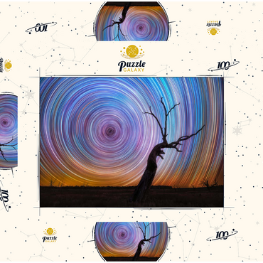 Darstellung des Puzzle Motivs Vibrant Star Trails Over Australian Outback Tree 100 Puzzle Schachtel 3D Modell