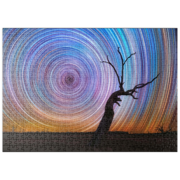 Darstellung des Puzzle Motivs puzzleplate Vibrant Star Trails Over Australian Outback Tree 500 Puzzle