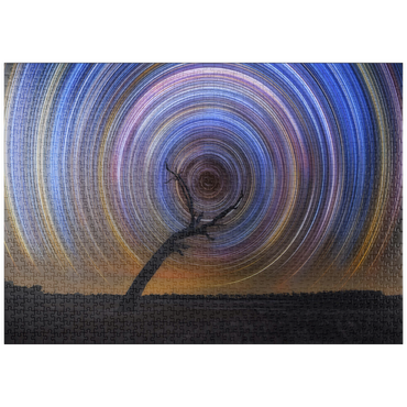 Darstellung des Puzzle Motivs puzzleplate Star Trail Spiral Over Lone Outback Tree 1000 Puzzle