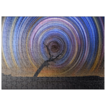 Darstellung des Puzzle Motivs puzzleplate Star Trail Spiral Over Lone Outback Tree 200 Puzzle