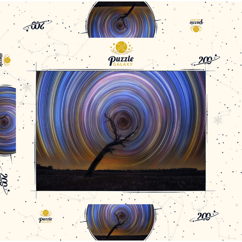 Darstellung des Puzzle Motivs Star Trail Spiral Over Lone Outback Tree Star Trail Spiral Over Lone Outback Tree 200 Puzzle Schachtel 3D Modell