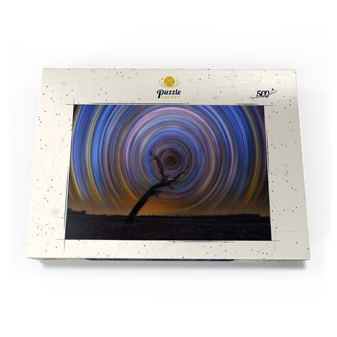 Darstellung des Puzzle Motivs Star Trail Spiral Over Lone Outback Tree Star Trail Spiral Over Lone Outback Tree 500 Puzzle Schachtel Ansicht3