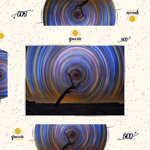 Darstellung des Puzzle Motivs Star Trail Spiral Over Lone Outback Tree Star Trail Spiral Over Lone Outback Tree 500 Puzzle Schachtel 3D Modell